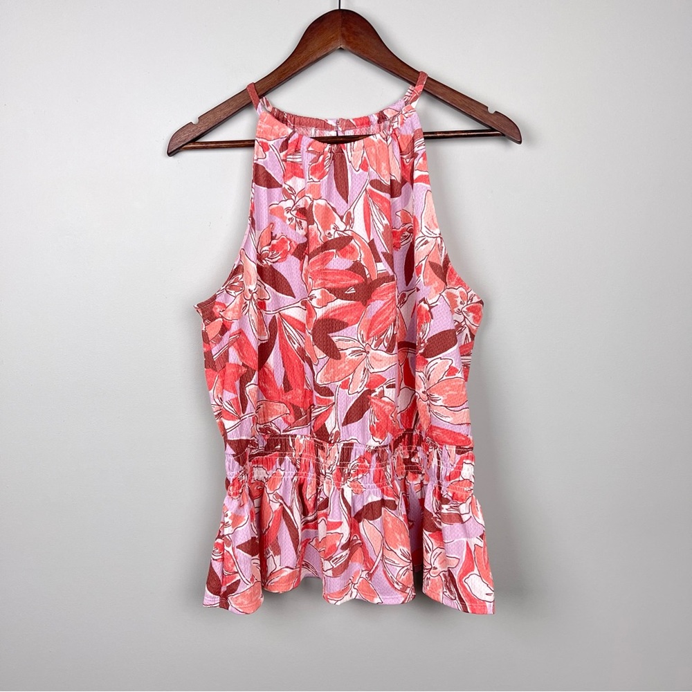 Nine West Halter Neck Peplum Top, Size XL